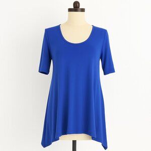 Soft Surroundings Blue Scoop Neck Tunic Tee Small
